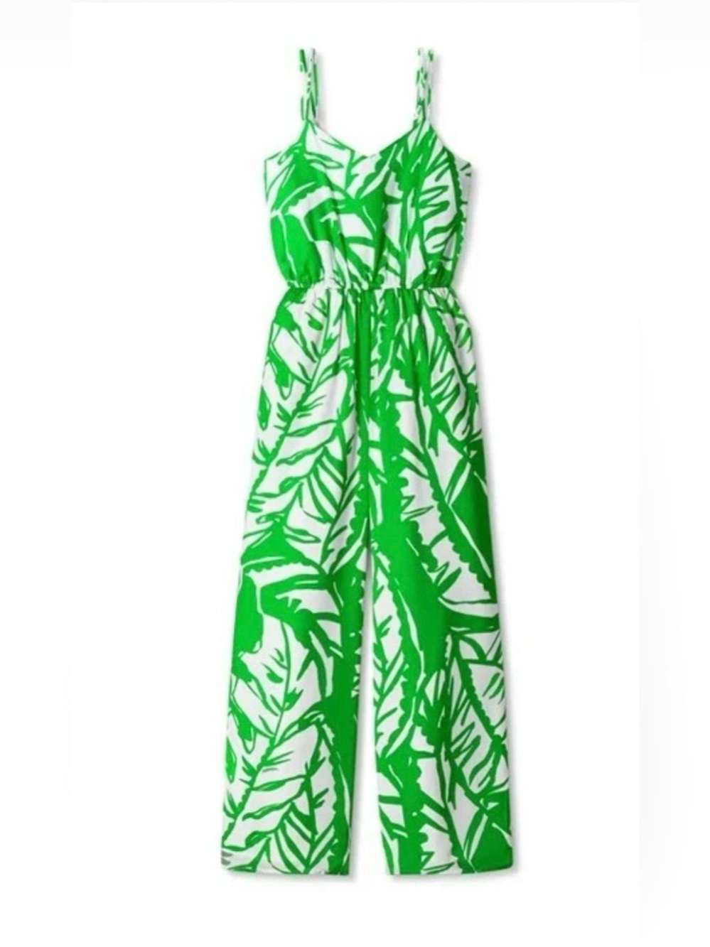 Lilly Pulitzer for Target Boom Boom Green/White Palm Leaf Print Jumpsuit medium